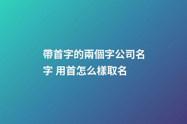 帶首字的兩個字公司名字 用首怎么樣取名-第1張-公司起名-玄機派